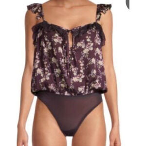 Free People bodysuit Take it away thong brown size Medium M